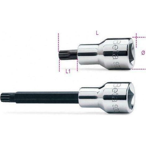 BETA 920XZN 8 - Chiavi a bussola maschioper viti con impronta XZN, con attacco quadro femmina 1/2 cromate - inserti bruniti