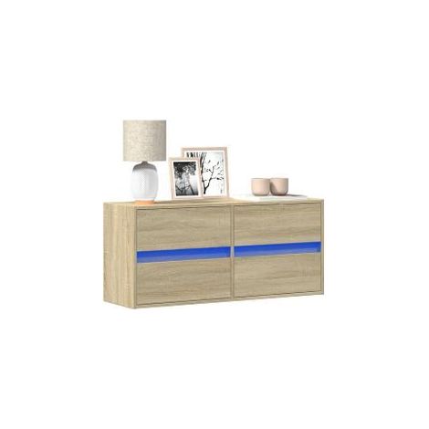 Meuble TV mural avec lumières LED chêne sonoma 100x31x45 (1/5)