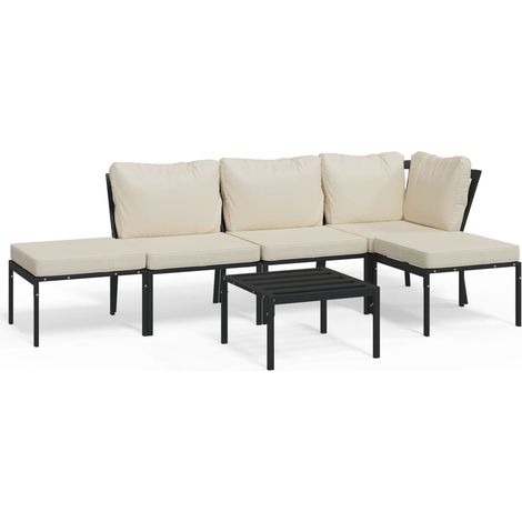 Maison Exclusive - Salon de jardin 6 pcs avec coussins sable acier (1/5)