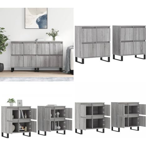 Aparadores 2 piezas madera contrachapada gris Sonoma - Aparadores de madera - Aparadores de madera contrachapada