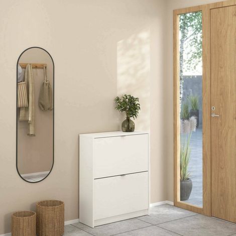 Dmora - Schuhschrank Larry, Schuhregal, Mehrzweck-Eingangsgarderobe, Möbel für Schuhe, 70x24 h85 cm, Weiß (1/5)