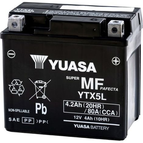 Yuasa batteria yuasa ytx5l precaricata sigillata batteria moto convenzionale 12 v capacità affidabile resistente vibrazioni (1/5)