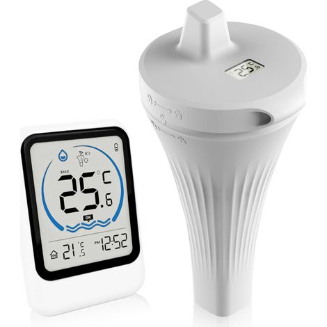 Poolthermometer, IP68 wasserdichtes kabelloses Poolthermometer, kabelloses schwimmendes Poolthermometer für drinnen und draußen, Wasserthermometer für Aquarien, Badewannen, Teiche