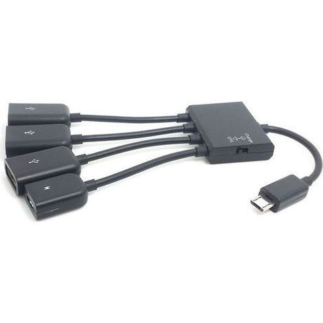 Câble adaptateur micro USB OTG 3 ports avec alimentation pour téléphone portable et tablette Galaxy S5 i9600 Note3 N9000 (1/4)