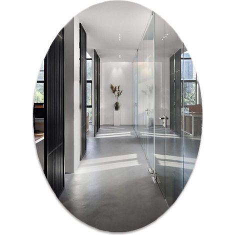 Modern Simple Oval Bathroom Mirror, Self-Adhesive Bathroom Mirror, Wall Mounted Makeup Mirror, Cute Chic Style Decorative Mirror (4060cm)