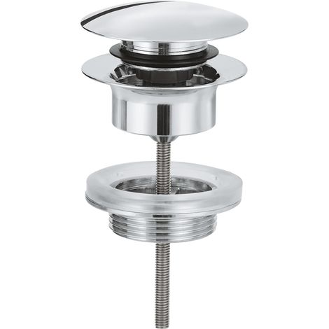 1 - Bonde De Vidage - Robinetterie - Système Clic-Clac Pour Lavabo Ou Bidet - Finition Argent - Compatible Grohe (1/3)