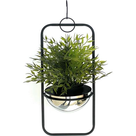 DanDiBo Blumenampel Innen Metall Wand Hängepflanzen 45 cm 96083 S mit Topf Silber Pflanzenhänger Blumenhänger Topfhänger Blumen Blumentopfhänger Hängetopf (1/5)