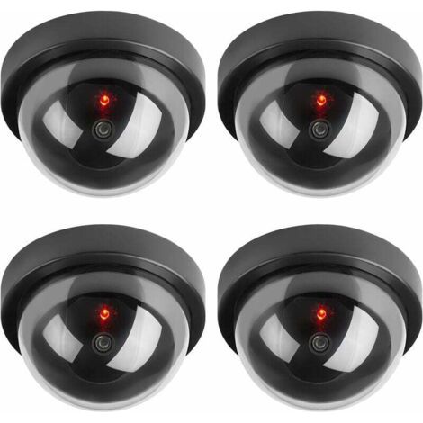 Caméras factices, Fausse de Sécurité Caméra Dôme CCTV avec LED Clignotant Lumière pour Les Entreprises Magasins Accueil, Usage Intérieur Extérieur (4 Pack) (1/5)