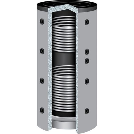 5000 Liter Pufferspeicher PR2-5000, 2 Wärmetauscher 120mm Isolierung Puffer (1/4)
