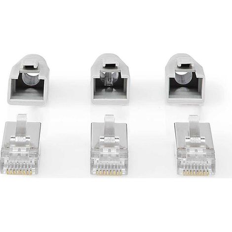 Conector rj45 paso rj45 ftp cat6a solidotrenzado recto chapado en oro 10 uds pvc gris negro blanco en caja