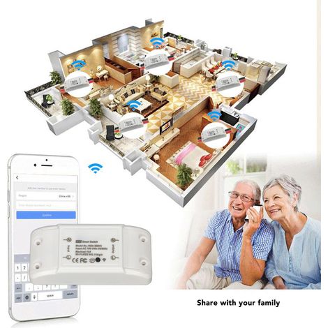 Intelligentes WLAN-Schaltermodul mit Fernbedienungs-App und Timer, 10 A, für Haushaltsgeräte, AC 100–240 V (1/5)