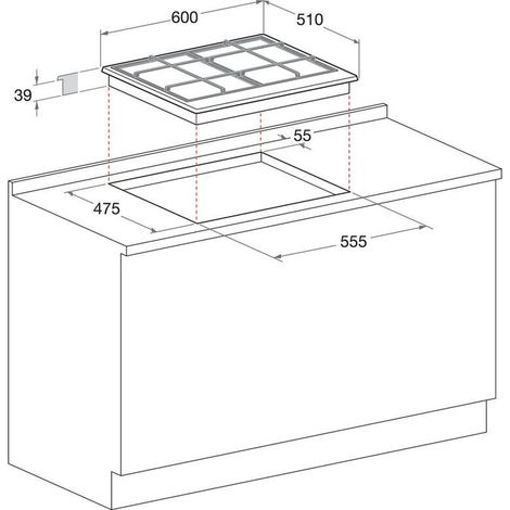 Hotpoint Ariston – Plaque de cuisson encastrable 59 cm gaz 4 feux – Acier émaillé – Commande avant – Puissance 8850 W – Couleur anthracite (1/4)