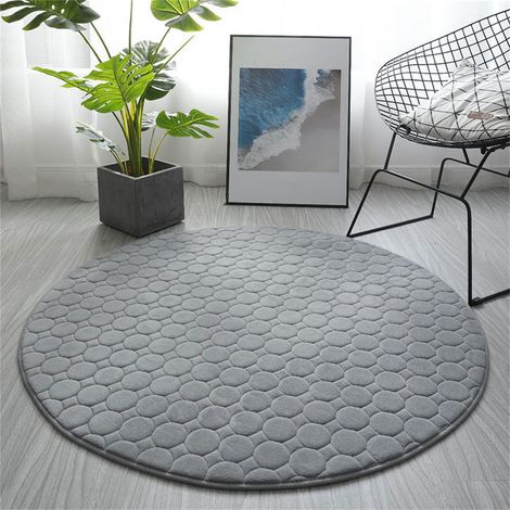 Tapis De Bain Ronde - Mousse Mémoire - Absorption Eau Rapide - Antidérapant - 80 x 80 cm - Gris (1/4)