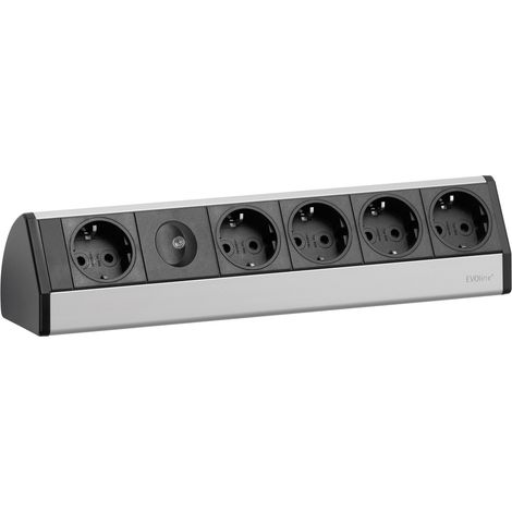 EVOline 93000013 Steckdosenleiste  Schwarz, Silber Schutzkontakt 1 St.