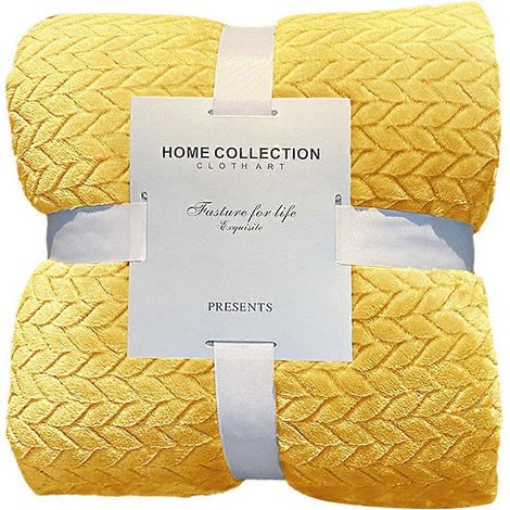 Petite couverture en velours de blé, couverture chaude, couverture en velours corail, jaune -- (1/5)