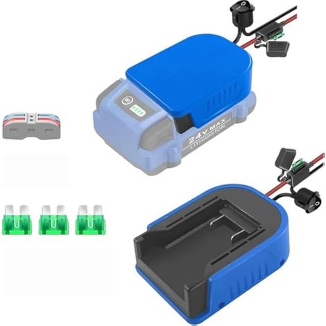 Adaptateur de roues électriques compatible avec batterie Kobalt 24 V, adaptateur de batterie Kobalt avec fusible et bornes de fil, connecteur d'alimentation pour robotique, bricolage, compatible avec (1/5)