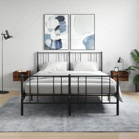 Lot de 2 Tables de chevet murales,Tables d'Appoint Console,Bout de Canapé chêne fumé 35x35x20 cm -13491 (1/5)