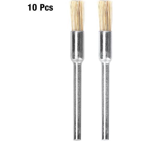 White boar bristle polishing brush, metal handle, 3 x 5 mm, pack of 10 (1/5)