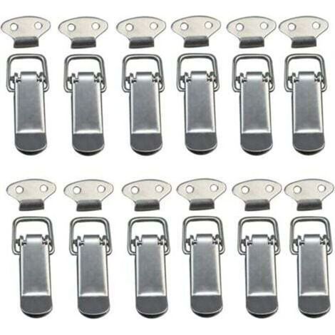 Ferme-porte à bascule avec ressort – Lot de 12 pièces en acier inoxydable pour coffrets, tiroirs, armoires et trousses médicales (1/5)