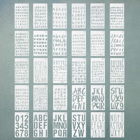 30 pochoirs en plastique réutilisables compatibles avec les lettres et les chiffres, pochoirs alphabet et chiffres, pochoirs lettres compatibles avec la peinture (1/5)