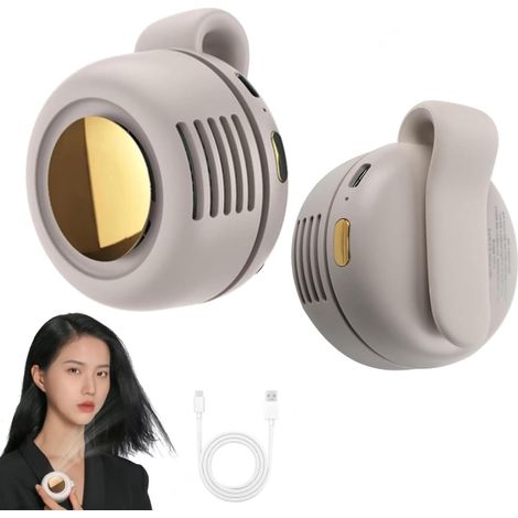 7,4 x 6,5 x 5 cm - 3 velocità - Ventilatore portatile senza pale con clip - Clip regolabile - Adatto per esterni, viaggi e ufficio (1/5)