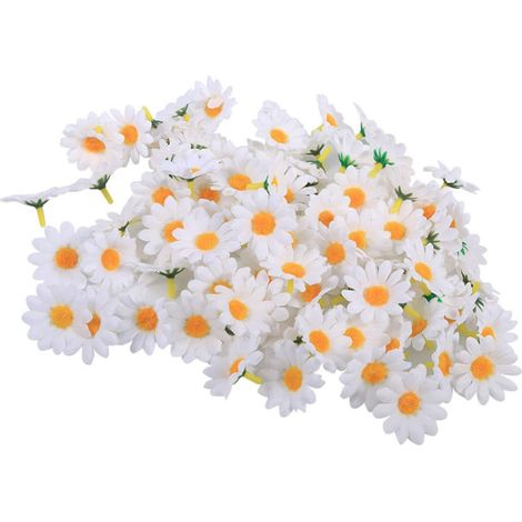Small Artificial Silk Fabric Daisies, 100 Pieces, Fake Daisies with Two Layers of Petals for Wedding Decoration (1/5)