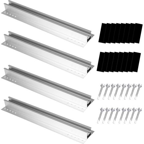 Kit Fijación Para Paneles Solares - Rieles De Aluminio - Para Cubiertas Trapezoidales - Para 4 Paneles (1/5)