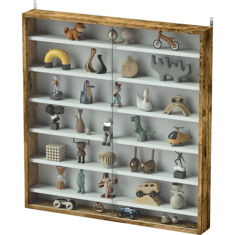 Vitrine pour collection vitrine murale 80 x 9,5 x 83 cm 6 étagères réglables en hauteur 2 portes coulissantes en verre (1/5)
