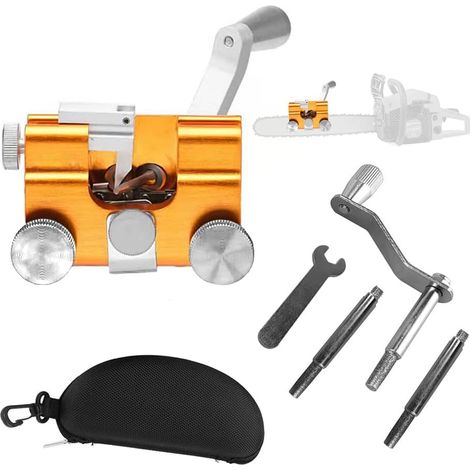 Chainsaw Sharpener Kit, Aiguiseur de Chaîne de Tronçonneuse à Manivelle, Portable Outil d'affûtage Rapide, Gabarit D'affûtage de Chaîne de Tronçonneuse pour Tronçonneuse Bûcheron et Jardinier (1/5)