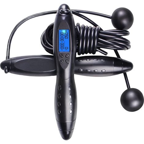 Corde à sauter lestée avec compteur pour exercices de fitness, corde à sauter sans fil à vitesse réglable pour l'entraînement des adultes, femmes, hommes et enfants (1/5)