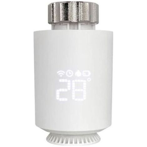 Blanc Tête Thermostatique Connectée et intelligente WiFi (pour Kit de chauffage Connecté 00176592 compatible Alexa Google Home, Robinet Intelligent pour Radiateur à Eau Chaude)