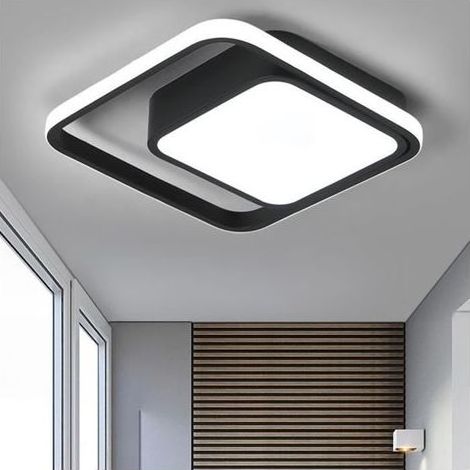 Utoopie LED Plafonnier 16 W Moderne Carré, Noir Lampe de Plafond lumière blanche, 1pcs idéale pour salle de bain couloir chambre (1/4)