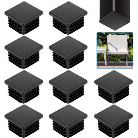 20 PCS Bouchon pour Tuyau Carré 4040mm Embout Tube Carré Noir Bouchon Plastique pour Tube Carré Embout à Lamelles Carré Tube de Chaise Solide Embout Pied de Table pour Meuble Armoire Chaise H295 (1/5)