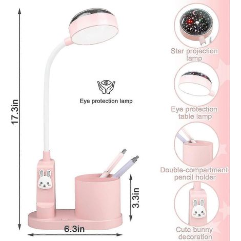 Lampe de bureau, lampe de chevet enfant avec porte-stylo, lampe de lecture LED rechargeable à intensité variable (1/5)