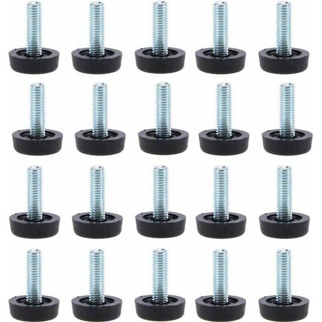 Lot de 20 Pieds de nivellement pour meubles- M8 x 25 mm, protections pour pieds de table réglables avec tige filetée, 25 mm, pied de nivellement à visser pour meubles