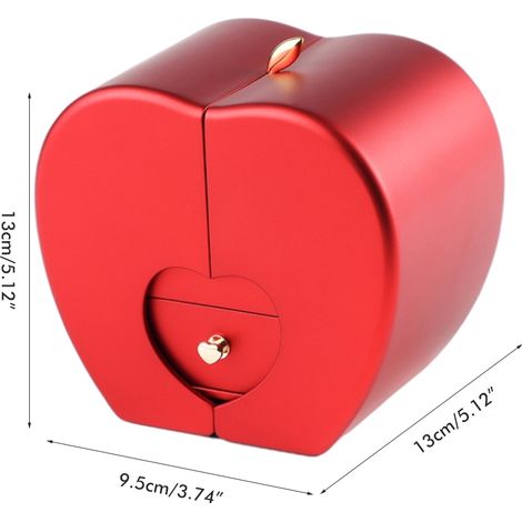 Boîte à bijoux en forme de pomme, boîte à alliances, boîte à bijoux en forme de rose pour collier et bracelet, cadeau idéal pour Noël, anniversaire, Saint-Valentin ou Nouvel An (1/5)