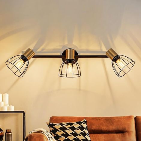 GBLY Wandleuchten Vintage Innen Schwarz Metall 3 Flammig E14 350° Schwenkbar Ohne Leuchtmittel Für Wohnzimmer Treppen Flur Schlafzimmer