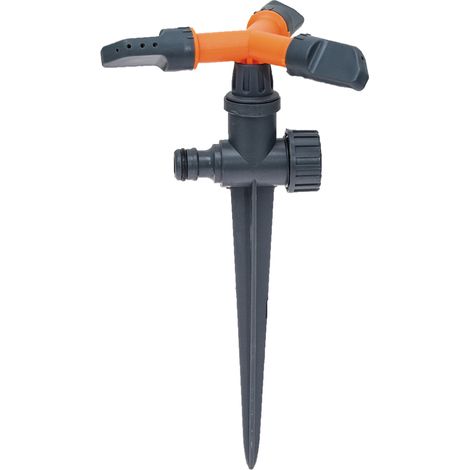 Irrigatore da giardino a tre bracci con punta in plastica, colore arancione. YM8105