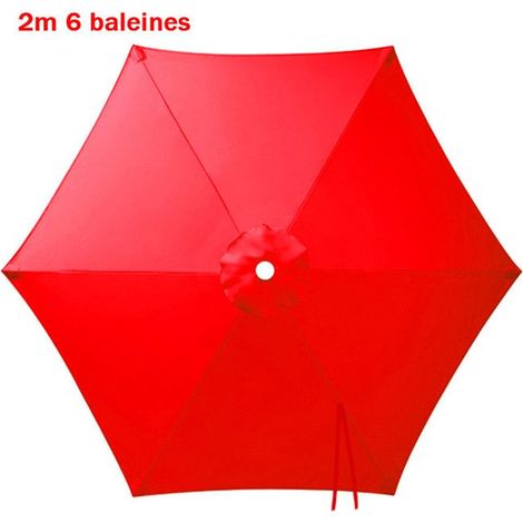 Housse de rechange pour parasol,2m 6 baleines, imperméable, anti-UV, Toile de rechange pour parasol de terrasse,Rouge (1/5)