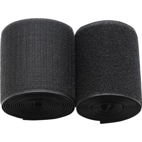 Velcro extra large (10 cm x 2 m), pour coudre des rayures sur du tissu, ruban en nylon noir non adhésif pour la gestion des câbles, la couture, le bricolage à la maison et au bureau. (1/5)