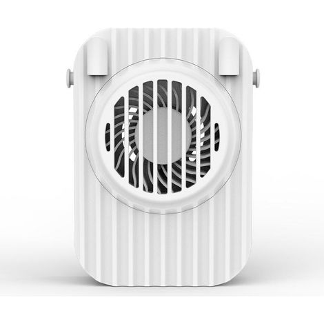 Mini ventilateur USB sans fil, ventilateur de cou rechargeable double soufflerie, 3 vitesses réglables, blanc, pour bureau, camping, voyage. (1/5)