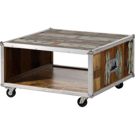 Couchtisch Altholz 80x80x42 mehrfarbig lackiert INDUSTRIAL 101