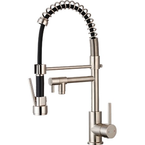 Essebagno Mitigeur évier à douchette Big Pro façon inox