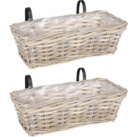 Cesta Colgante para Plantas 2 uds. Gris natural 48 x 22 x 15 cm vidaXL (1/5)