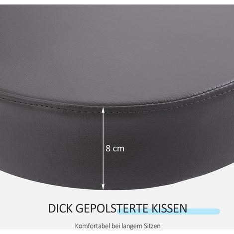 Tabouret de salon, réglable en hauteur, ergonomique, pivotant à 360°, 5 roulettes, revêtement synthétique, gris (1/5)