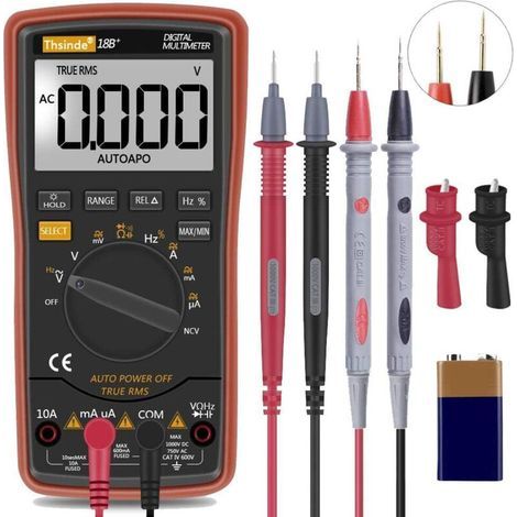 TRMS 6000 Digitales Multimeter mit automatischer Bereichswahl, Batterieklemmen, Messleitungen, AC/DC-Spannungsmessung/Zählfunktion, Spannungsalarm, Multitester/Diodenmessung (Ampere/Ohm/Volt) (1/5)