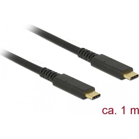 Delock Cable USB 3.1 Gen 2 (10 Gbps) Type-Câ¢ a Type-Câ¢ 1 m 3 A E-Marker coaxial