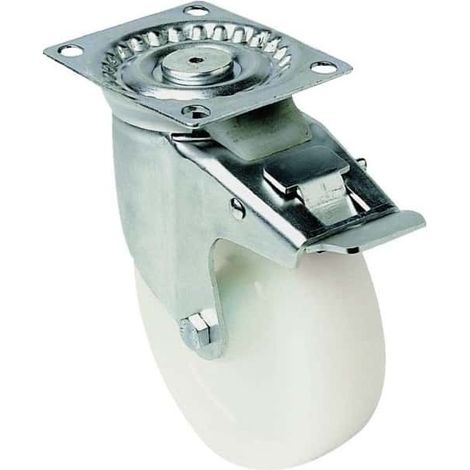 Ruleta de poliamida blanca con pivote diám. 200 H 235
