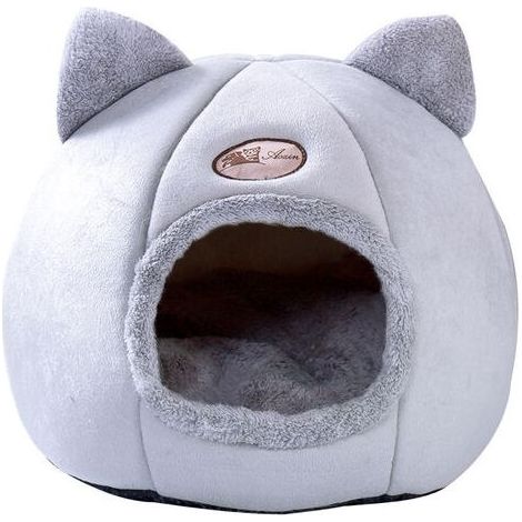 1 pièce Lit pour Chat, Lit Doux pour Chat, Nid de Chat,Lit pour Animaux De Compagnie Chats Et Chiots Sac Couchage Confortable et Chaud(M32cm en diametre pour moins de 3.5kg,gris) (1/2)