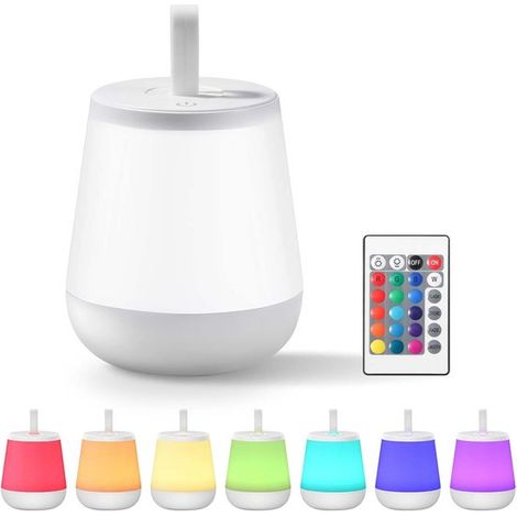 Lámpara de noche infantil con pantalla táctil，LED recargable，apta para bebés y mujeres embarazadas，4 niveles de intensidad，16 colores (1/5)